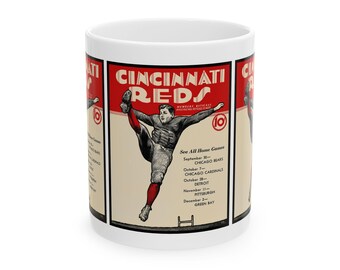 Ceramic Mug, 1934 Football Cincinnati Reds, Vintage Sports Drinkware, Sports Fan Gift, Baseball Team Mug, Retro Baseball Fan Cup, Gift for