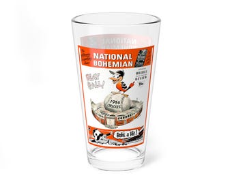 Mixing Glass, 16oz - 1954 Baseball Baltimore Orioles, Unique Gift for Baseball Fans, Glassware, Drinking Glass, Sports Memorabilia,