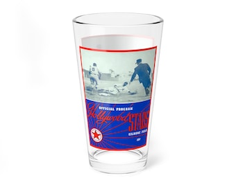 Mixing Glass, 16oz - Vintage 1947 Baseball Hollywood Stars-Pacific Coast League Memorabilia, Retro Barware Decor, Sports Fan Gift, Home Bar