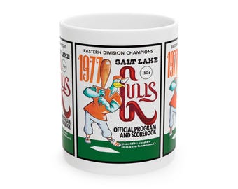 Vintage 1977 Baseball Salt Lake City Gulls Ceramic Mug, Gift for Sports Fans, Coffee Cup, Tea Mug, Baseball Lover Gift, Sport Enthusiast