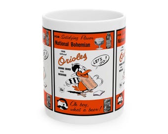 Vintage 1956 Baseball Baltimore Orioles Ceramic Mug, Sports Fan Gift, Baseball Memorabilia, Coffee Cup, Tea Mug, Gift for Dad, Father's Day
