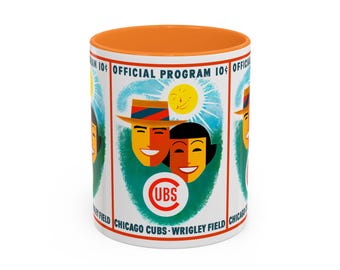 1956 Vintage Chicago Cubs Program Cover - Colorful Mugs, 11oz