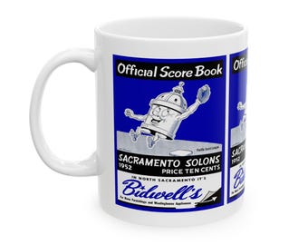 1952 Vintage Sacramento Solons Baseball Score Book Cover - Ceramic Mug, 11oz