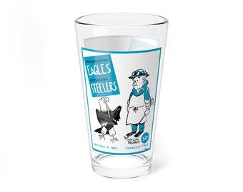 Mixing Glass 16oz - 1960 Football Eagles Steelers, Sports Barware Gift, Vintage Football Fan Decor, Game Day Drinking Glass, Football