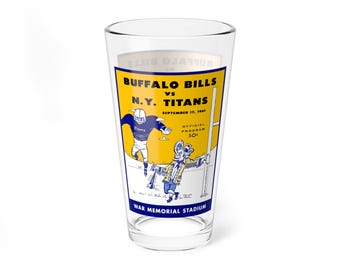 Mixing Glass, 16oz - Vintage 1961 Football Buffalo Bills-New York Titans, Collectible Barware, Sports Memorabilia, Gift for Sports Fans, Man