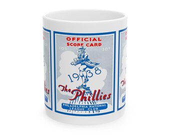 1938 Vintage Philadelphia Phillies Score Card Cover - Ceramic Mug, 11oz