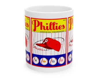 Vintage 1958 Baseball Philadelphia Phillies Yearbook Ceramic Mug Gift for Baseball Fans, Sports Enthusiasts, Unique Baseball Memorabilia,