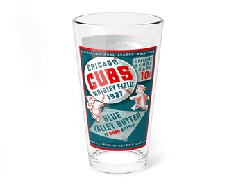 Mixing Glass, 16oz - 1937 Chicago Cubs Baseball Memorabilia Gift for Sports Fans, Vintage Baseball Barware, Father's Day Gift, Baseball