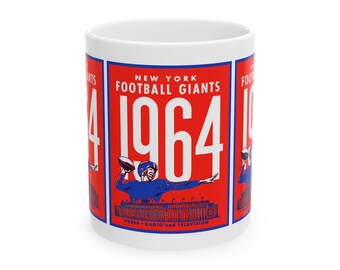 Vintage 1964 Football New York Giants Ceramic Mug, Sports Fan Gift, Coffee Cup, Team Memorabilia, Football Lover Gift, Birthday Present