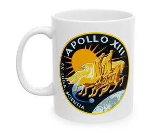 NASA Flight Patch Ceramic Mug, Apollo 13 Space Coffee Cup, Astronaut Tea Mug, Astronomy Gift, Galaxy Kitchen Decor
