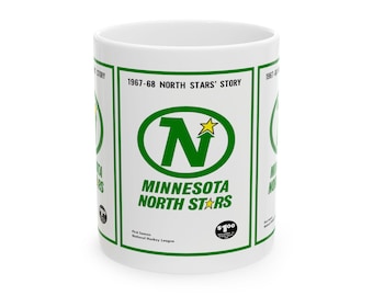 Vintage Minnesota North Stars Hockey Ceramic Mug, Hockey Team Logo Cup, Hockey Fan Gift, Sports Memorabilia, Hockey Lover Present