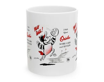 1960 Vintage Baltimore Orioles Scorecard Cover  - Ceramic Mug, 11oz