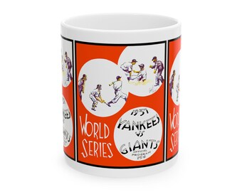 Vintage 1937 Baseball World Series Yankees Giants Ceramic Mug, 11oz, 15oz - Sports Memorabilia Cup, Baseball Fan Gift, Collectible