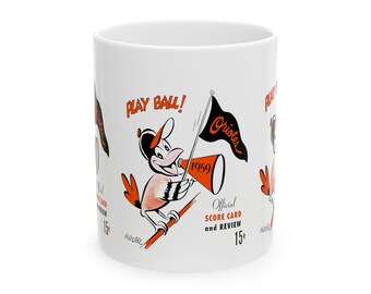 1959 Vintage Baltimore Orioles Scorecard Cover  - Ceramic Mug, 11oz