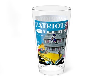 Mixing Glass, 16oz - 1960 Football Boston Patriots-Houston Oilers, Retro Sports Barware, Gift for Football Fans, Vintage Football Decor