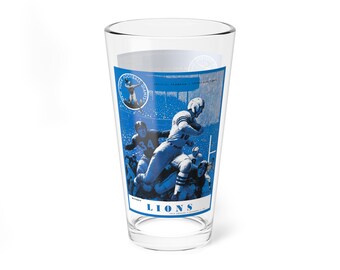 Mixing Glass, 16oz - Vintage 1953 Football Detroit Lions-New York Giants Program, Retro Barware Gift, Sports Memorabilia, Football Fan
