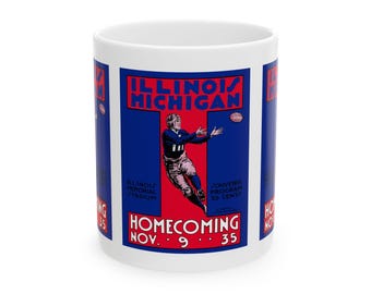 1935 Vintage Michigan - Illinois Illini Football Program Cover - Ceramic Mug, 11oz