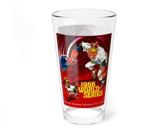 Mixing Glass, 16oz - 1966 Baseball World Series Los Angeles Dodgers Baltimore Orioles, Gift for Baseball Fans, Sports Memorabilia