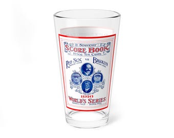 Mixing Glass, 16oz - 1916 Baseball World Series Dodgers-Red Sox, Gift, Barware, Sports Memorabilia, Baseball Fanatic, Vintage Style