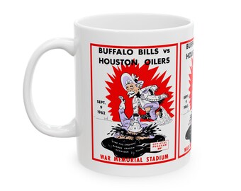 1962 Vintage Houston Oilers - Buffalo Bills Football Program Cover - Ceramic Mug, 11oz
