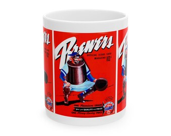 Retro Baseball Mug, Sports Fan Gift, 1950 Vintage Baseball Cup, Milwaukee Brewers Memorabilia, Baseball Enthusiast Present, 11oz, 15oz Mug