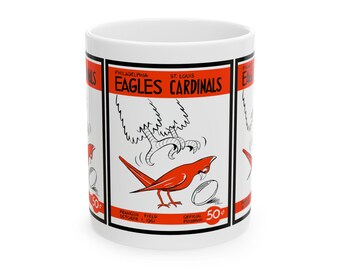 1961 Vintage Eagles - Cardinals Football Program Cover - Ceramic Mug, 11oz, 15oz