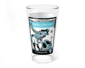 Mixing Glass, Football 1960 Boston Patriots-Los Angeles Chargers, Gift for Sports Fans, 16oz Glass, Vintage Sports Drinkware, Football