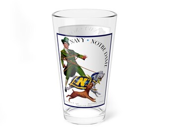 Mixing Glass, 16oz - 1941 Football Navy - Notre Dame, Sports Barware, Vintage College Football Fan Gift, Beer Gift Glass, College Football