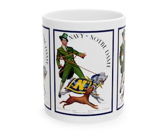 1941 Vintage Notre Dame - Navy Football Program Cover - Ceramic Mug, 11oz