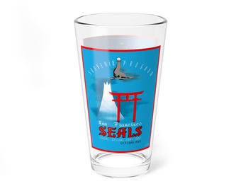 Vintage 1949 Baseball San Francisco Seals Mixing Glass, 16oz - Japan Tour, Retro Barware Gift, Baseball Fan Glass, Unique Bartender Cocktail