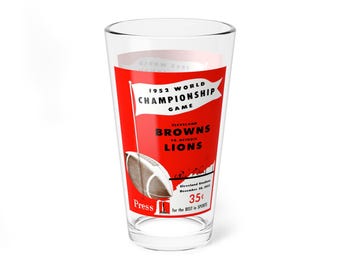 Mixing Glass, 16oz - 1952 Football Cleveland Browns Detroit Lions, Sports Barware Decor, Football Fan Gift, Drinking Glassware, Vintage