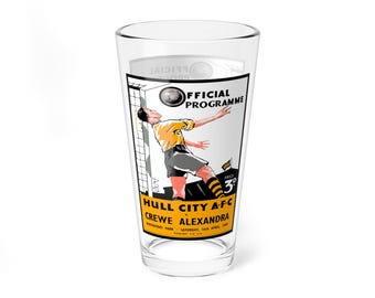 Mixing Glass, Hull City AFC - Crewe Alexandra Football Fan Gift, 16oz Cocktail Glassware, Soccer Enthusiast Barware, Sports Lover Gift,