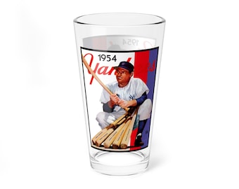 Mug, 1954 Baseball Yankees Mixing Glass, 16oz - Vintage Sports Fan Gift, Retro Baseball Memorabilia Decor, New York Yankees Collectible Cup,