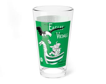 Mixing Glass, 16oz - Vintage 1963 Football Minnesota Vikings Philadelphia Eagles, Sports Fan Gift, Game Day Barware, Drinkware, Football