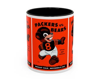 1947 Vintage Chicago - Green Bay Football Program Cover - Colorful Mug, 11oz