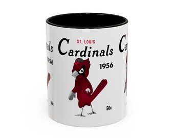 1956 Vintage St. Louis Cardinals Baseball Yearbook Cover - Colorful Mugs, 11oz