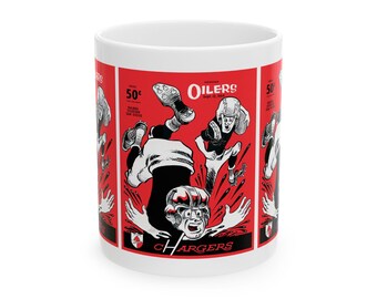 Football Retro Ceramic Mug, Vintage Sports Fan Gift, 11oz 15oz Cup, 1964 Chargers Oilers Coffee Mug, Sports Memorabilia, Fathers Day Gift