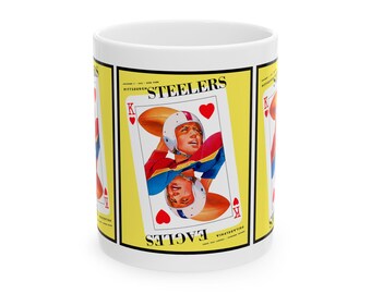 Football Ceramic Mug, 1950 Pittsburgh Steelers Philadelphia Eagles Fan Gift, Sports Coffee Cup, Vintage 1950 Design, Football Team Rivalry