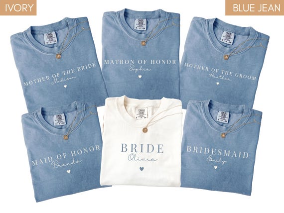 Custom Bridesmaid Shirts Comfort Colors®, Bridal Party Outfit Getting Ready, Maid Of Honor Gift, Matching Bachelorette Wedding Crew Set