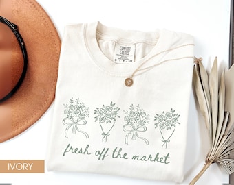 Fresh Off The Market Comfort Colors® Shirt, Floral Bridal Shower Tee, Engagement Party Shirt, Bride To Be Outfit, Future Mrs Gift