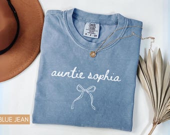 Custom Auntie Name Shirt, Baby Reveal Shirt For Aunt, New Aunt Pregnancy Announcement, Aunt Birthday Gift, Personalized Tee For Aunt To Be