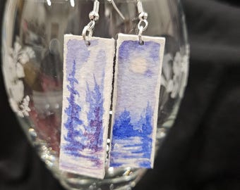 Hand Painted Watercolor Earrings