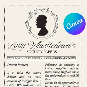 Invitación de boda inspirada en Lady Whistledown de Bridgerton / Personalizable / Descarga digital personalizada
