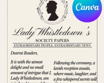 Bridgerton’s Lady Whistledown Inspired Wedding Invitation - Version #2 | Customizable | Personalized Digital Download