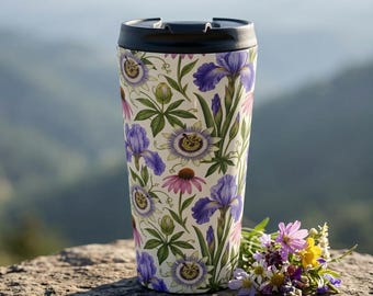 Reismok Tennessee Wildflower bloemen, Iris Passiebloem Zonnehoed roestvrijstalen beker