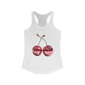 Cherry Tank Top, Disco ball cherries Racerback Tank, Fun Cherry Gift for Her, Cherry on the Top, Cherry Workout Shirt, Cherry disco ball top