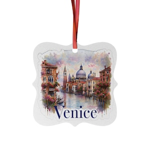 Venice Italy in Spring Christmas Tree Ornament, St. Mark&#39;s Basilica, Venetian Canals, Travel Memory, Europe City Souvenir, 1pc, 5pcs, 10pcs