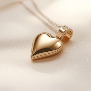 14K Gold Plated Puffed Heart Pendant: Sterling Silver Charm