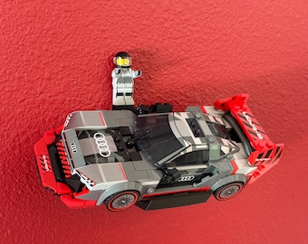 Uniwersalny zestaw do montażu na ścianie modelu samochodu z klocków z miejscem na minifigurki! (Kompatybilny z LEGO Speed Champions)