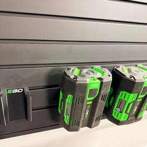 Battery Mounts for EGO 56V Packs - Secure Storage for Slat Wall systems